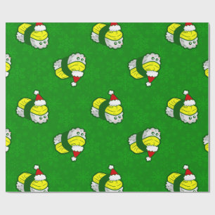 Papel De Presente natal tamago sushi kawaii floco de neve santa