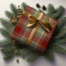 Papel De Presente Natal Tartan Brick Red Green ID1141A