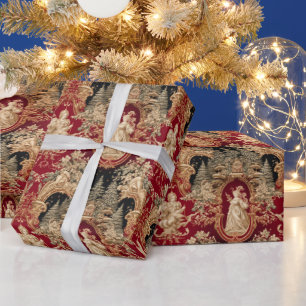 Papel De Presente Natal Toile de Jouy Vitoriana Vintage