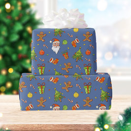Papel De Presente Natal tradicional | Azul