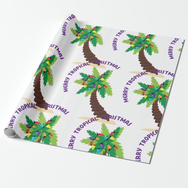 Papel De Presente Natal tropical da Feliz (Desenrolado)