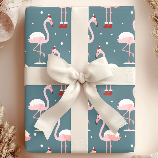 Papel De Presente Natal Tropical do Flamingo (Criador carregado)