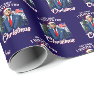 Papel De Presente Natal Trump Azul
