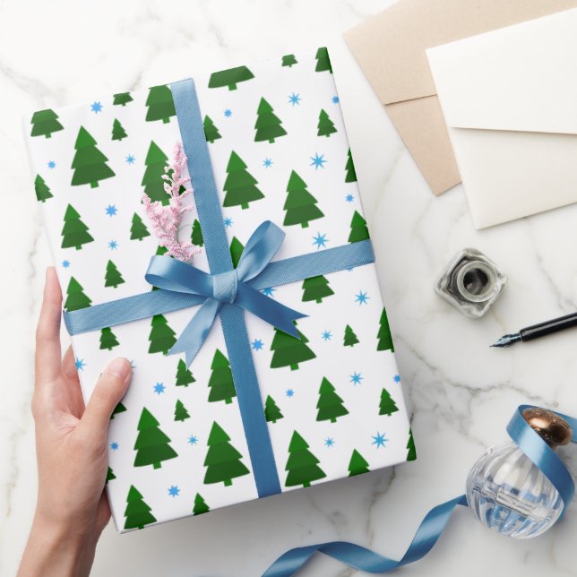 Papel De Presente Natal Verde Azul Simples (Presentear)