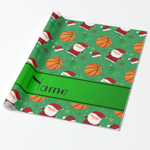 Papel De Presente Natal verde conhecido personalizado do basquetebol