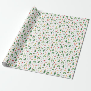 Papel De Presente Natal verde e amarelo minimalista