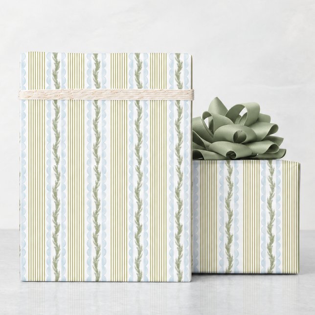 Papel De Presente Natal Verde e Azul Claro (Criador carregado)