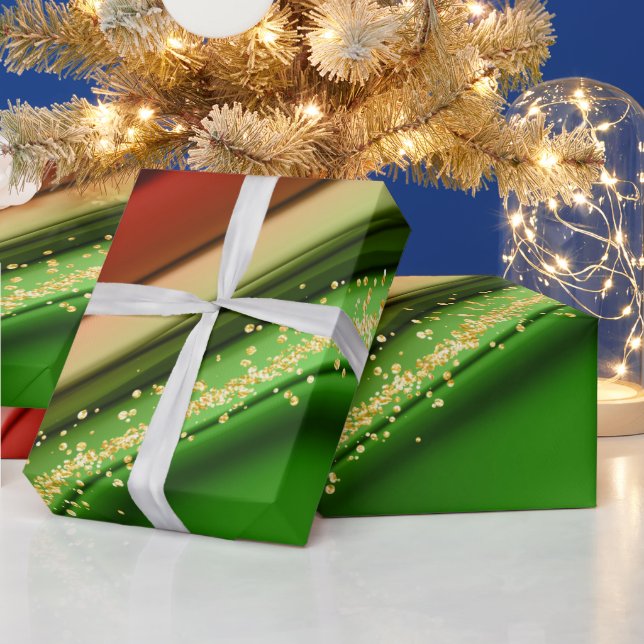 PAPEL DE PRESENTE NATAL VERDE VERMELHA VERMELHA E ABSTRATO DOURADA (Feriados)