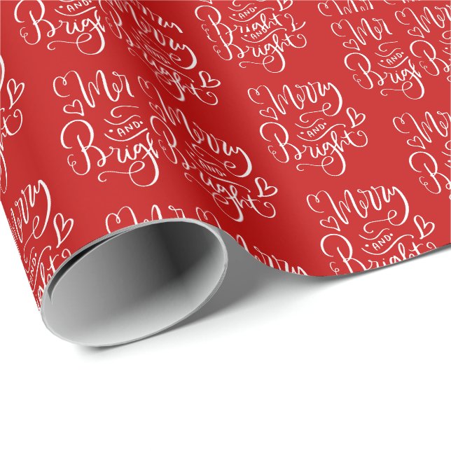 Papel De Presente Natal Vermelho Alegre e Brilhante (Ponta do rolo)