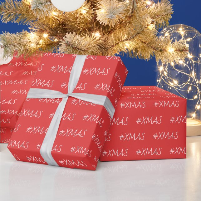 Papel De Presente Natal Vermelho Branco Personalizado Moderno (Feriados)