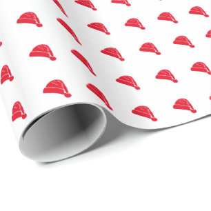 Papel De Presente Natal vermelho branco santa padrão de chapéu bon