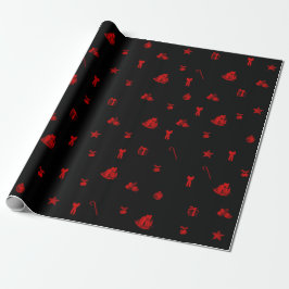 Papel De Presente Natal vermelho e preto - Xmas