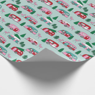 Papel De Presente Natal vermelho e rosa dos Campers