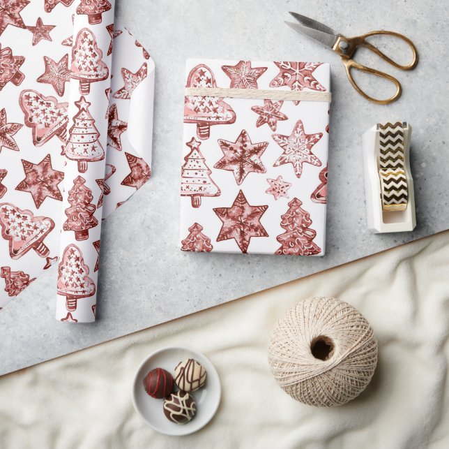 Papel De Presente Natal Vermelho Nostálgico (Artesanato)