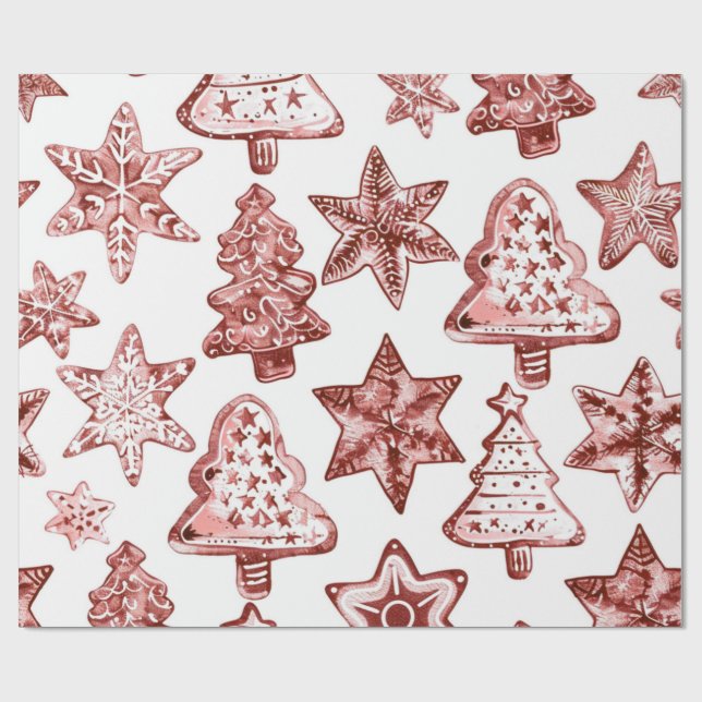 Papel De Presente Natal Vermelho Nostálgico (Aberto)