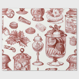 Papel De Presente Natal Vermelho Nostálgico