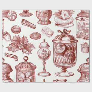 Papel De Presente Natal Vermelho Nostálgico