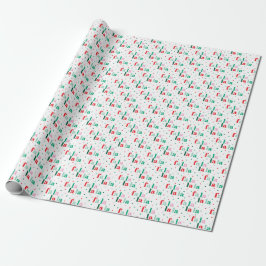 Papel De Presente Natal Vermelho Verde Rosa Fa La La La