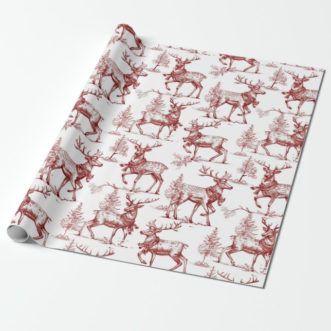 Papel De Presente Natal Vermelho Vintage (Desenrolado)