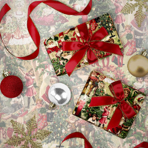 Papel De Presente Natal Vermelho Vitoriano