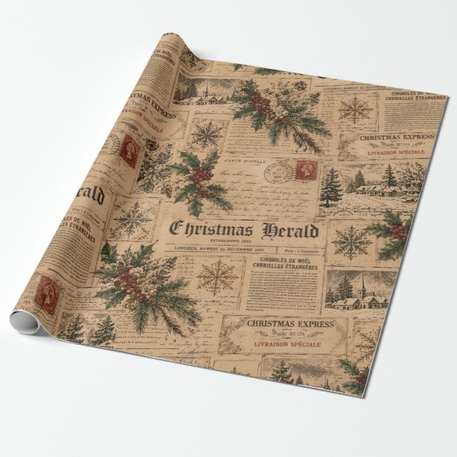Papel De Presente Natal Vintage  (Desenrolado)