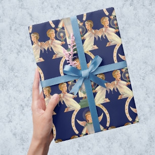 Papel De Presente Natal vintage, anjos escandinavos de Lucia do