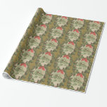 Papel De Presente Natal vintage grinalda e cabine do inverno<br><div class="desc">Esta é uma ilustração do vintage de uma grinalda do Natal e de uma cabine do inverno.</div>