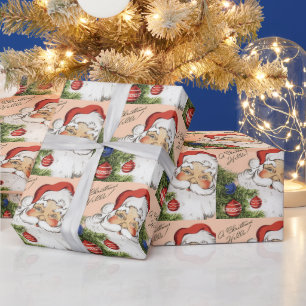 Papel De Presente Natal Vintage Olá! Jolly Papai Noel