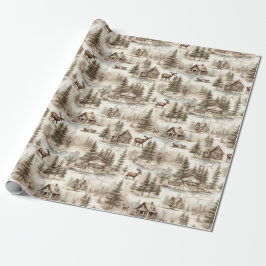 Papel De Presente Natal Vintage Retro Aquarela Country