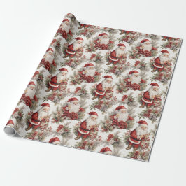 Papel De Presente Natal Vintage Retro País Aquarela