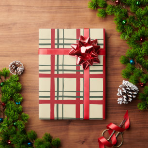 Papel De Presente Natal vintage Xadrez Tartan Design