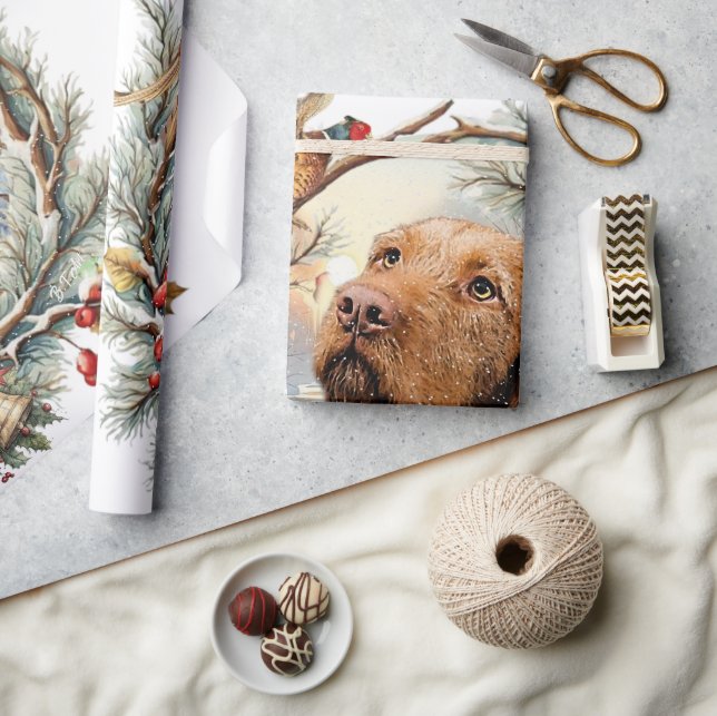 Papel De Presente Natal Vizsla  (Artesanato)
