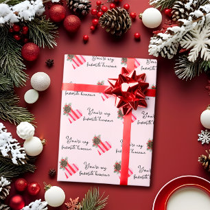 Papel De Presente Natal Você É Meu Humano Favorito Rosa Natal