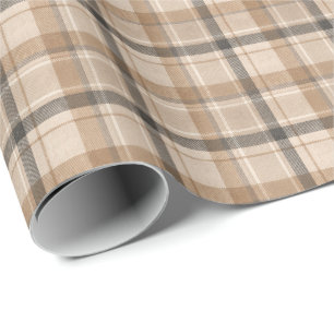 Papel De Presente Natal Xadrez Elegante Neutro