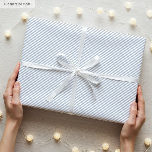 Papel De Presente Natalino Cinza e Listras Finas Brancas Elegantes