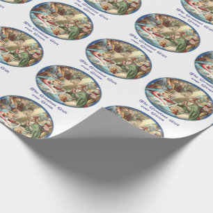 Papel De Presente Natividade Cena Cristã