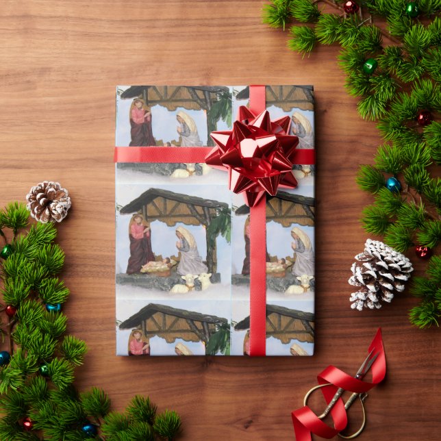 Papel De Presente Natividade - Creche Christmas Village Paper (Presente de Natal)