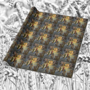 Papel De Presente Natividade de Natal Vintage com Magos Visitantes