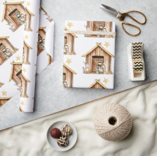 Papel De Presente Natividade Mary Joseph Baby Jesus Natal Estável