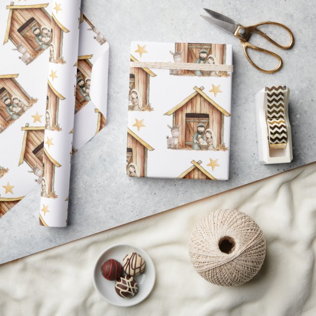 Papel De Presente Natividade Mary Joseph Baby Jesus Natal Estável (Artesanato)