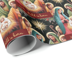Papel De Presente Natividade Natal Jesus, Uma Criança É Nascer