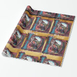 Papel De Presente NATIVITY MONOGRAMA CHRISTMAS PARCHES cor-de-rosa a<br><div class="desc">"Joy,  Peace,  Love" design de Natal elegante,  clássico,  brilhante e alegre em pergaminho elaborado a partir da miniatura medieval italiana num antifonário por Francesco Di Giorgio Martini</div>