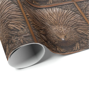 Papel De Presente Nature's Quill: A Echidna Australiana em Madeira,