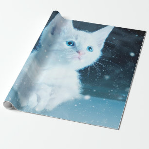 Papel De Presente Natureza animal da arte da neve gatinho de gato