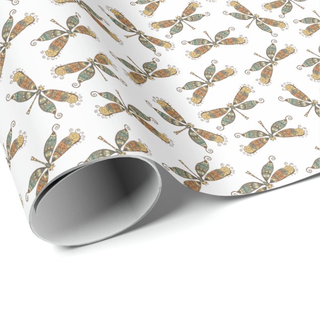 Papel De Presente Natureza Libélula (Ponta do rolo)