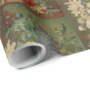 Papel De Presente Natureza Morta com Flores em um Vaso de Terracota