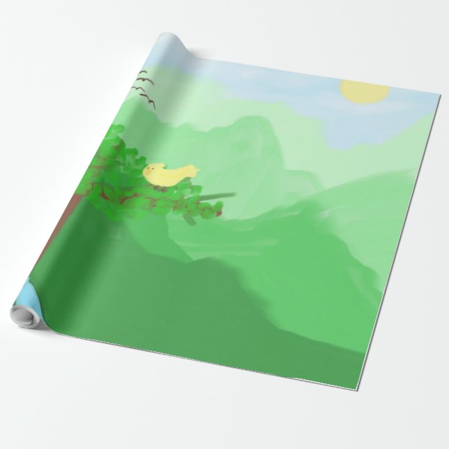 Papel De Presente Natureza pintada com cores acrílicas arte (Desenrolado)