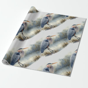 Papel De Presente Natureza selvagem das aves de Excelente azul-héron