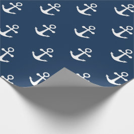 Papel De Presente Nautical Anchor Navy Blue Pattern Wrapping Paper