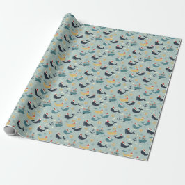 Papel De Presente Nautical Christmas Wrapping Paper Featuring Whales